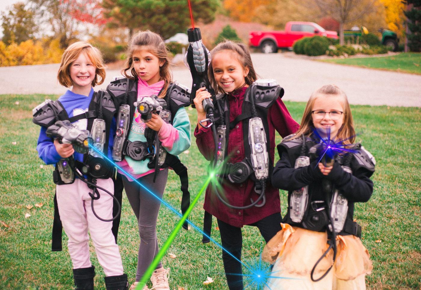 group of kids playing laser tag